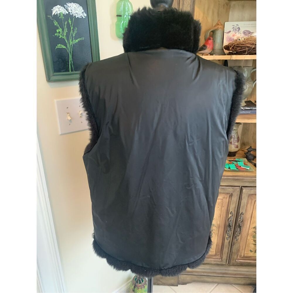 Coaco NY Reversible Soft Faux Fur Sleeveless Black Vest Jacket Winter - Picture 9 of 13